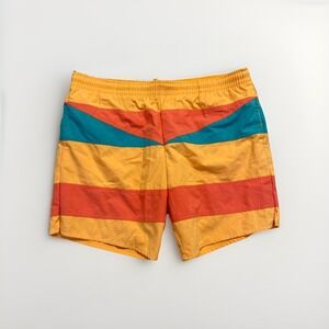 Jockey Swim Trunks Mens L Orange Colorblock‎ Shorts 90s Vintage